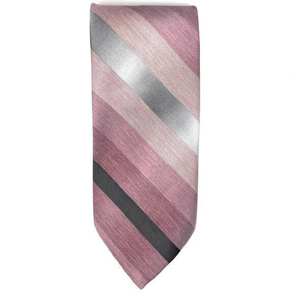 Alexander Lloyd Boston -Mens Tie 62" Long - Xtra Long - Repp Stripe- Purple Gray - Picture 1 of 4